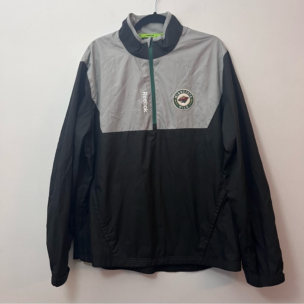Reebok Minnesota Wild NHL Quater Zip Jacket men's size L Center Ice Collection